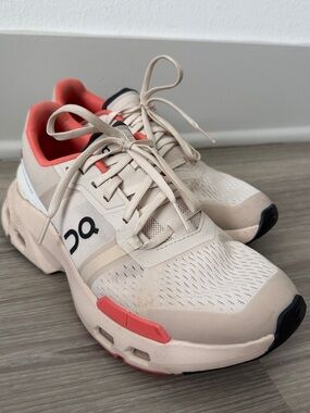 OnCloud Women's Beige Cloud Pulse Shoes with Coral Accents